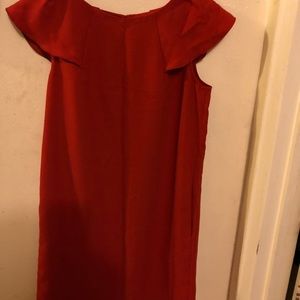 Holiday red shift dress.